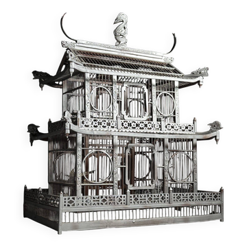 Cage à oiseaux en bois de style asiatique