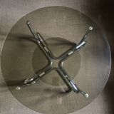 Coffee table chrome and smoked glass round 70s space age