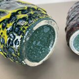 set of 2 Rare Super Color Crusty Fat Lava Vases by Scheurich, Germany WGP, 1970s