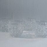 Ensemble 4 tasses café verre clair ciselé vintage