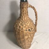 Demijohn bottle 2L old woven Wicker rattan + handle Vintage