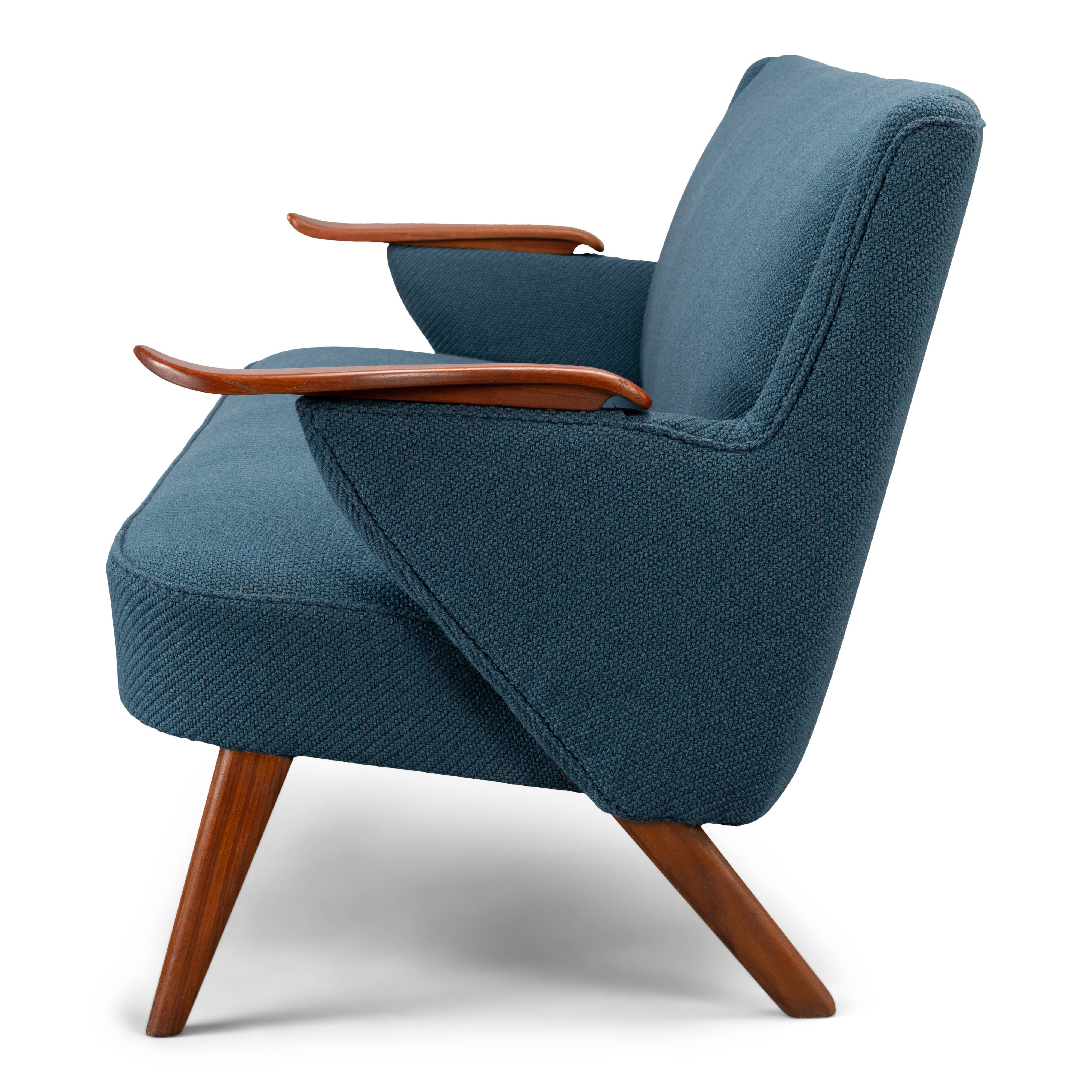 Danish reupholstered blue sofa by Johannes Andersen for CFC Silkeborg, 1960s
