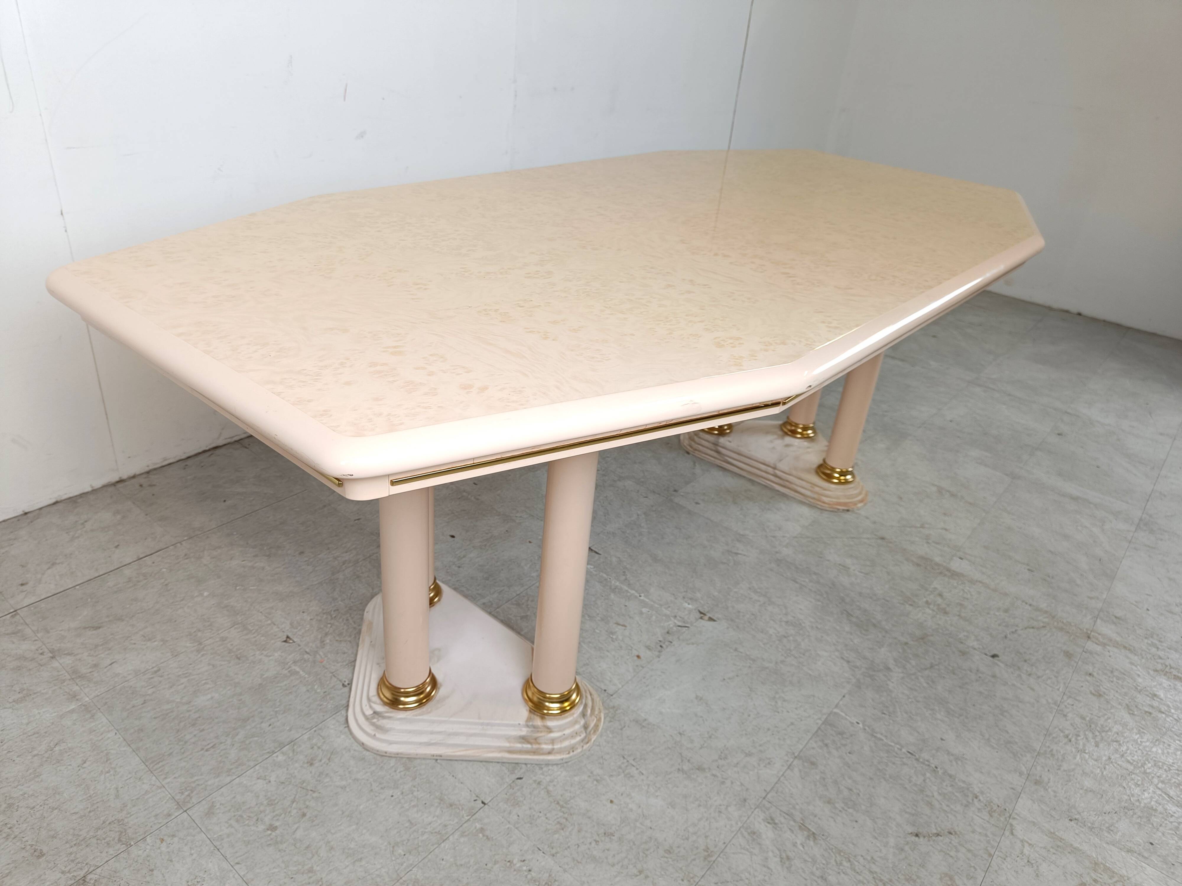 Vintage beige lacquered dining table, 1970s