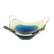 Art glass platter with organic form in blue and yellow, Europe, 1970s