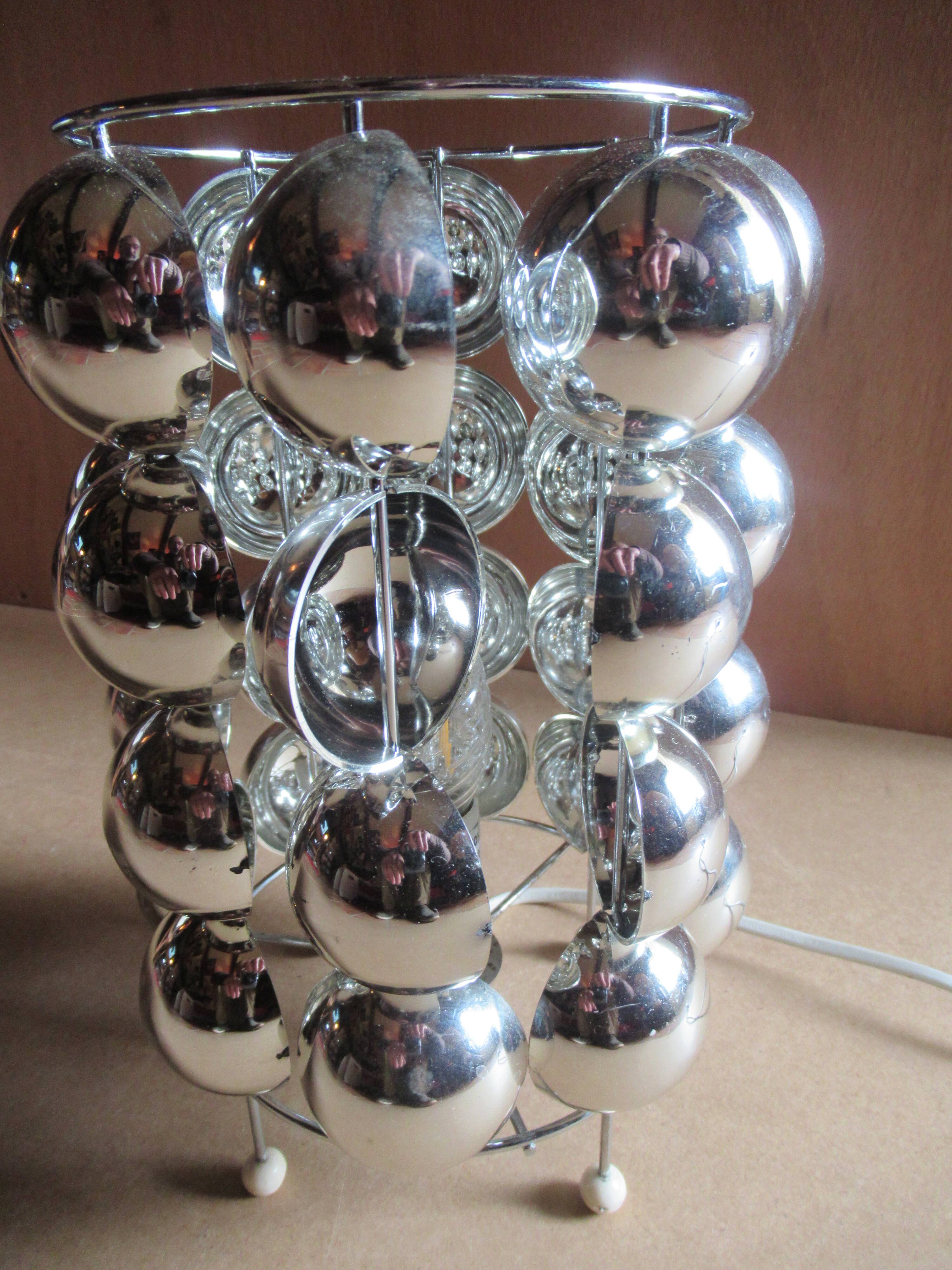 Table lamp KARE Space Age style 1980s chrome plastic