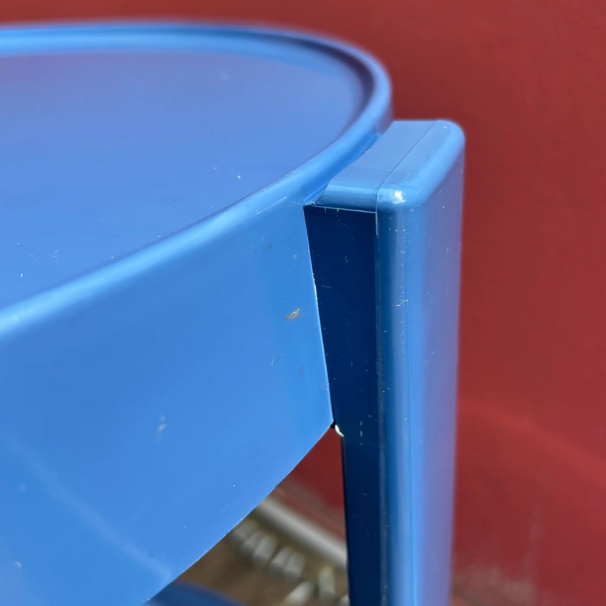Space-age navy blue rolling dessert trolley