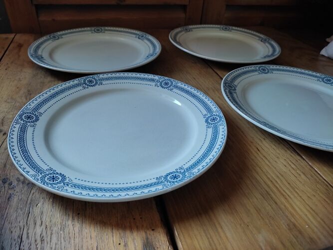 4 assiettes plates porcelaine Sarreguemines