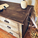 Antique commode, patinated, blue-grey Tuscany.