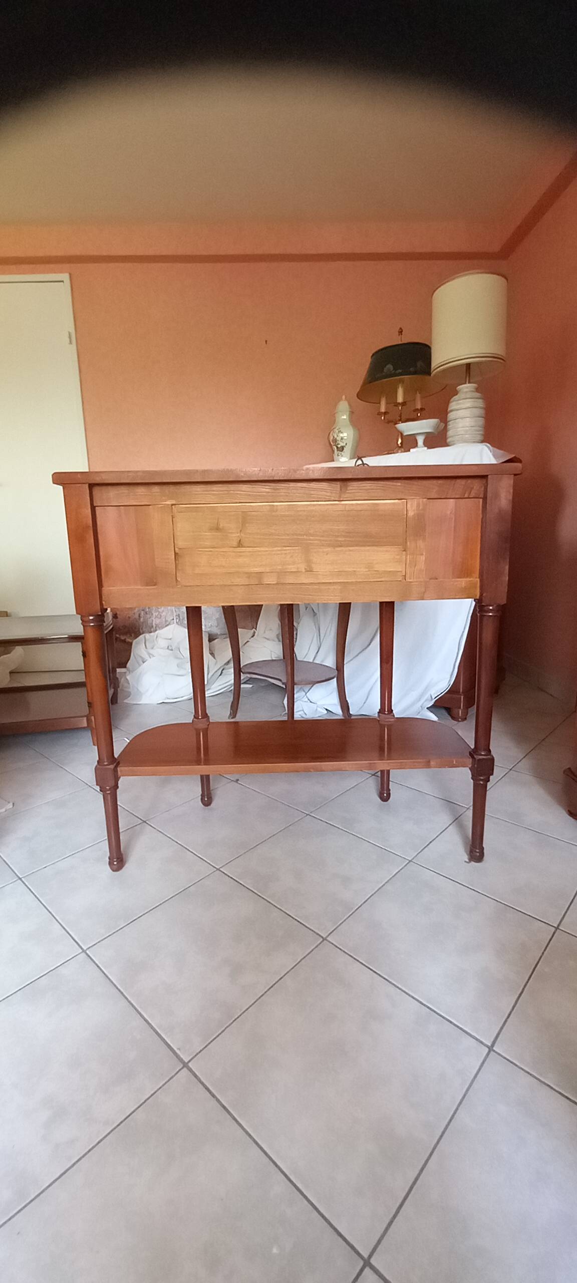 Chest of drawers, console in cherry wood