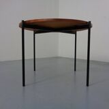 Round teak and steel coffee table from Thonet, 1950s.