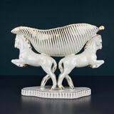 Antique ceramic vase with horses by Egisto Fantechi Maioliche Ceramic, Sesto Fiorentino, Italy, 1940s.