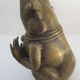 Vintage patinated brass sculptural frog 50-60s