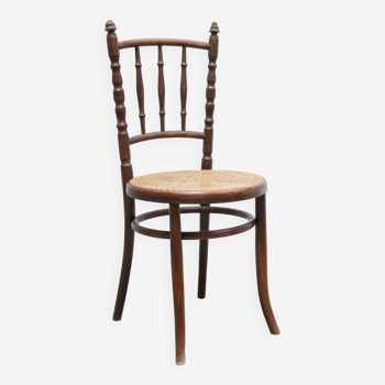 Old wooden cane bistro chair by Fischel editions
