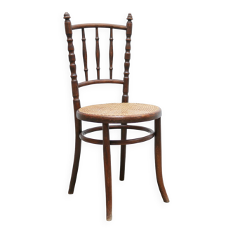 Old wooden cane bistro chair by Fischel editions