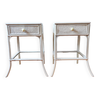 Pair of vintage rattan bedside tables