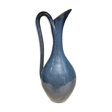 Large pitcher in enamelled stoneware signed