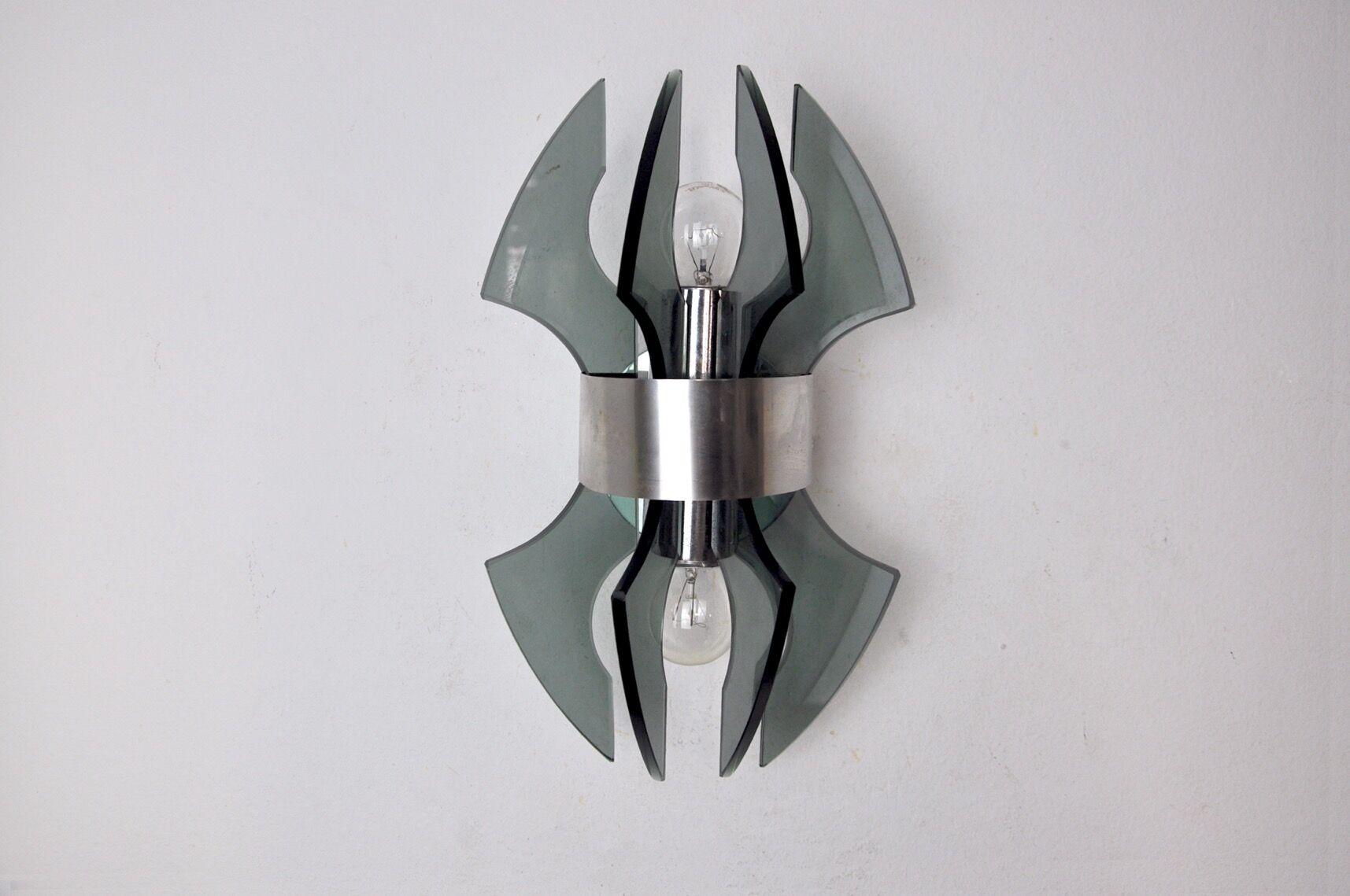 Veca wall lamp, carved murano glass, italy, 1970