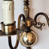 Paire d'appliques murales en laiton avec 2 feux, de style hollandais