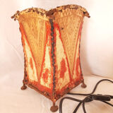 Floor lamp, african art 90s, iron and leather