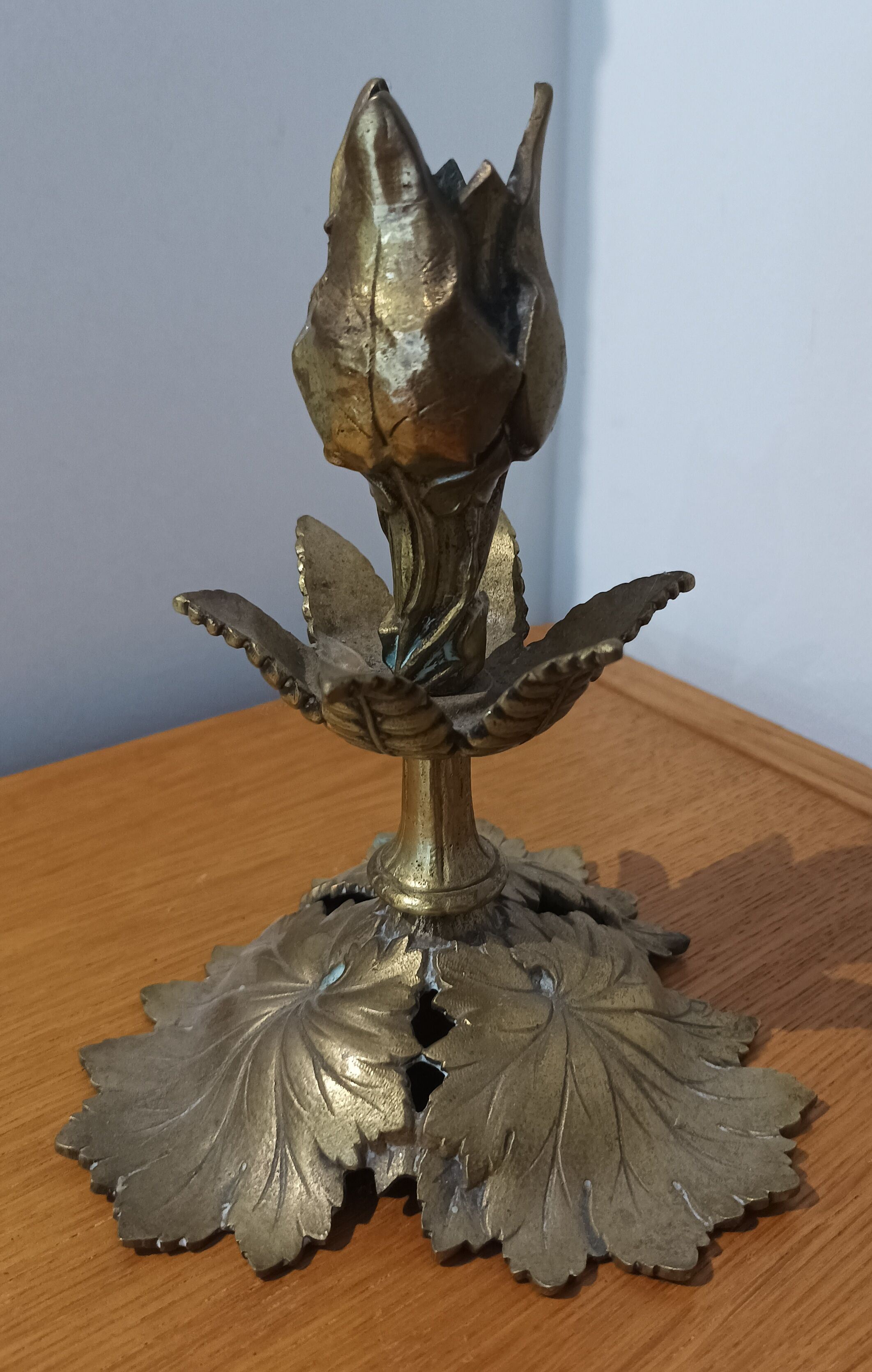 Art nouveau bronze candle holder