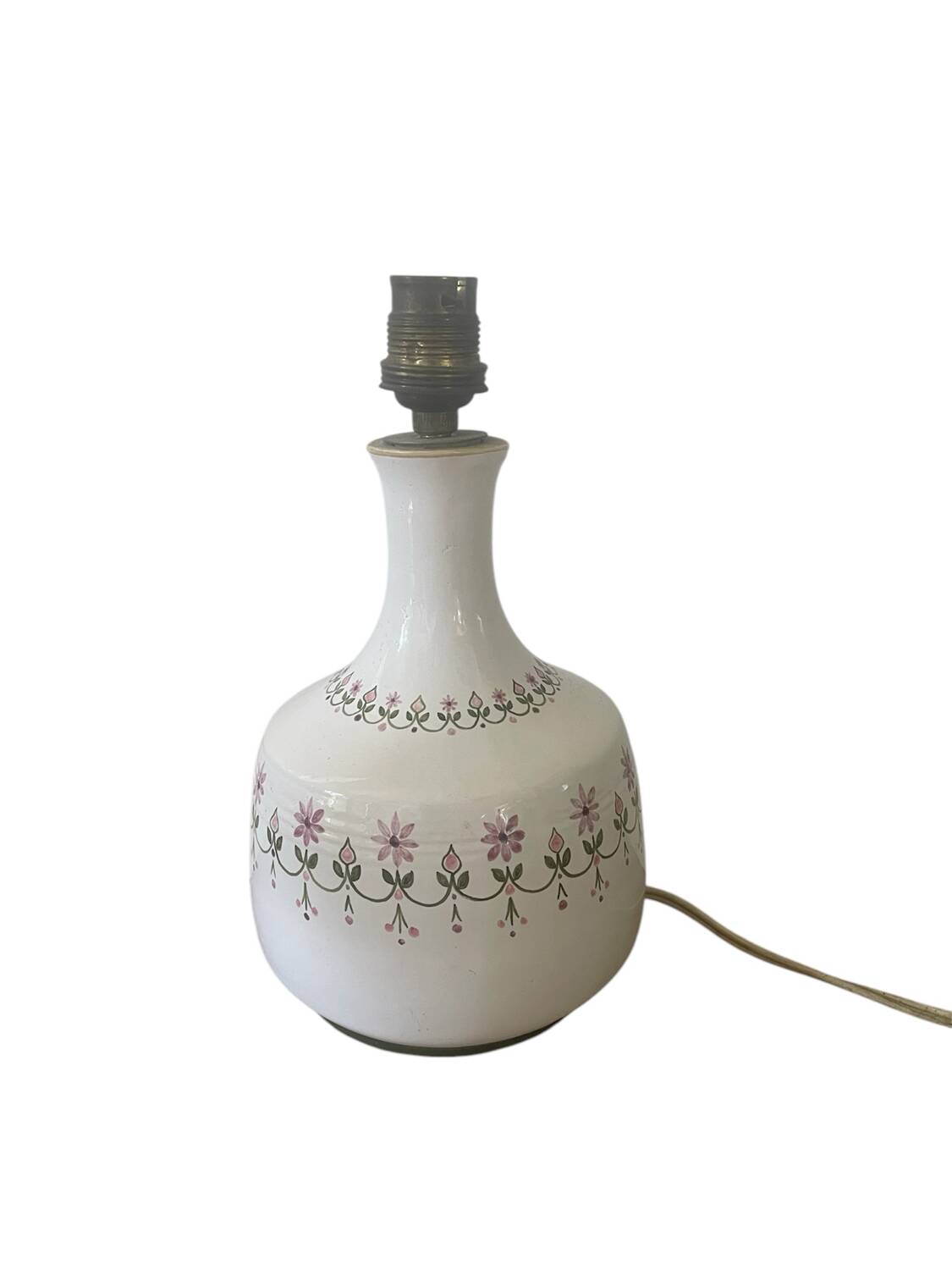 Handmade ceramic lamp base with floral decoration