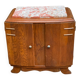 Art Deco bedside table in solid oak and marble from the 1930s.