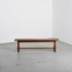 Mahogany dining table and benches, mountain work, France circa 1960