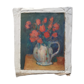 Peinture de Nagao Usui  "Bouquet de fleurs rouges"