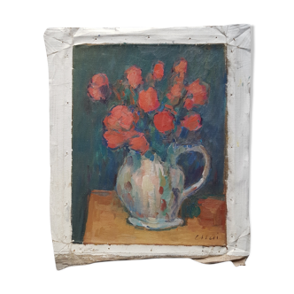 Painting by Nagao Usui: "Bouquet of Red Flowers"