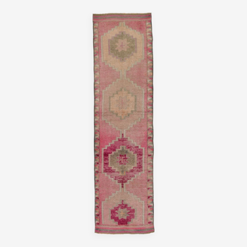 3x11 shades of pink vintage runner rug, 94x346cm