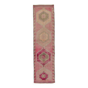3x11 shades of pink vintage runner rug, 94x346cm