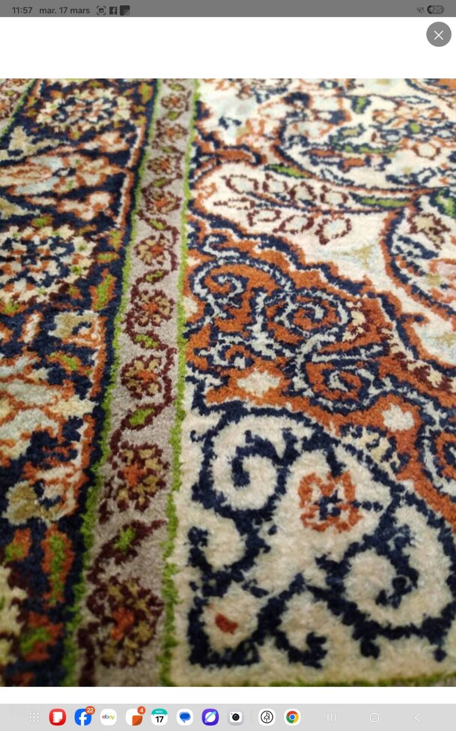 Handmade Persian carpet in wool and silk.
