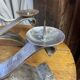 Brutalist wrought iron candlestick pair