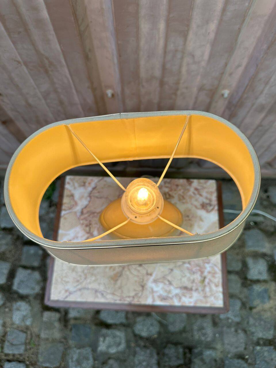 Vintage table lamp by Robert de Schuytener ivory 1960