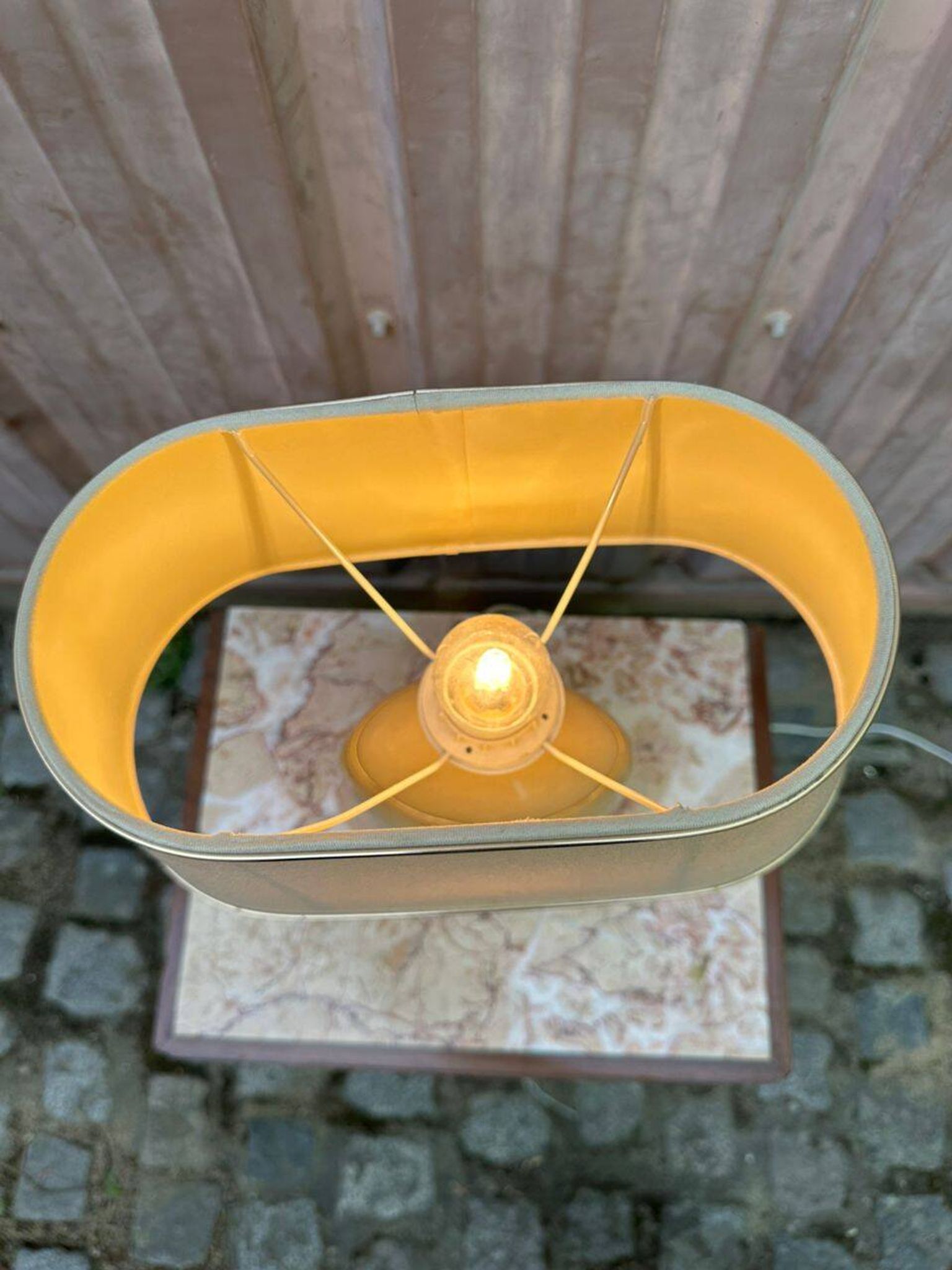 Vintage table lamp by Robert de Schuytener ivory 1960