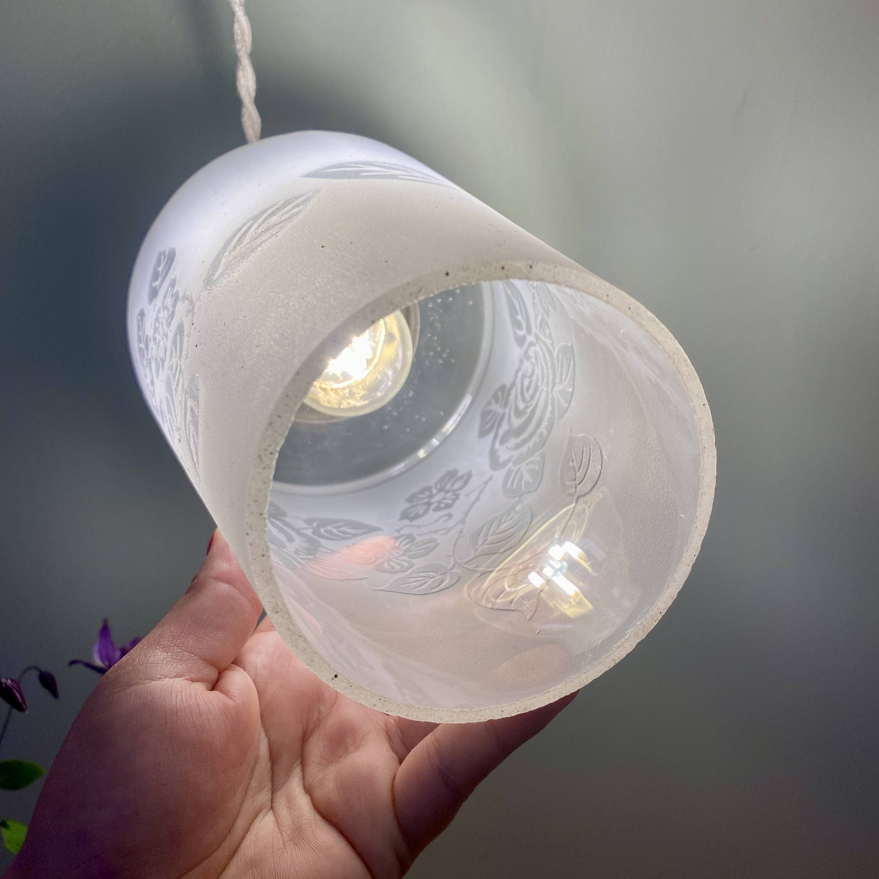 Vintage frosted glass globe pendant light