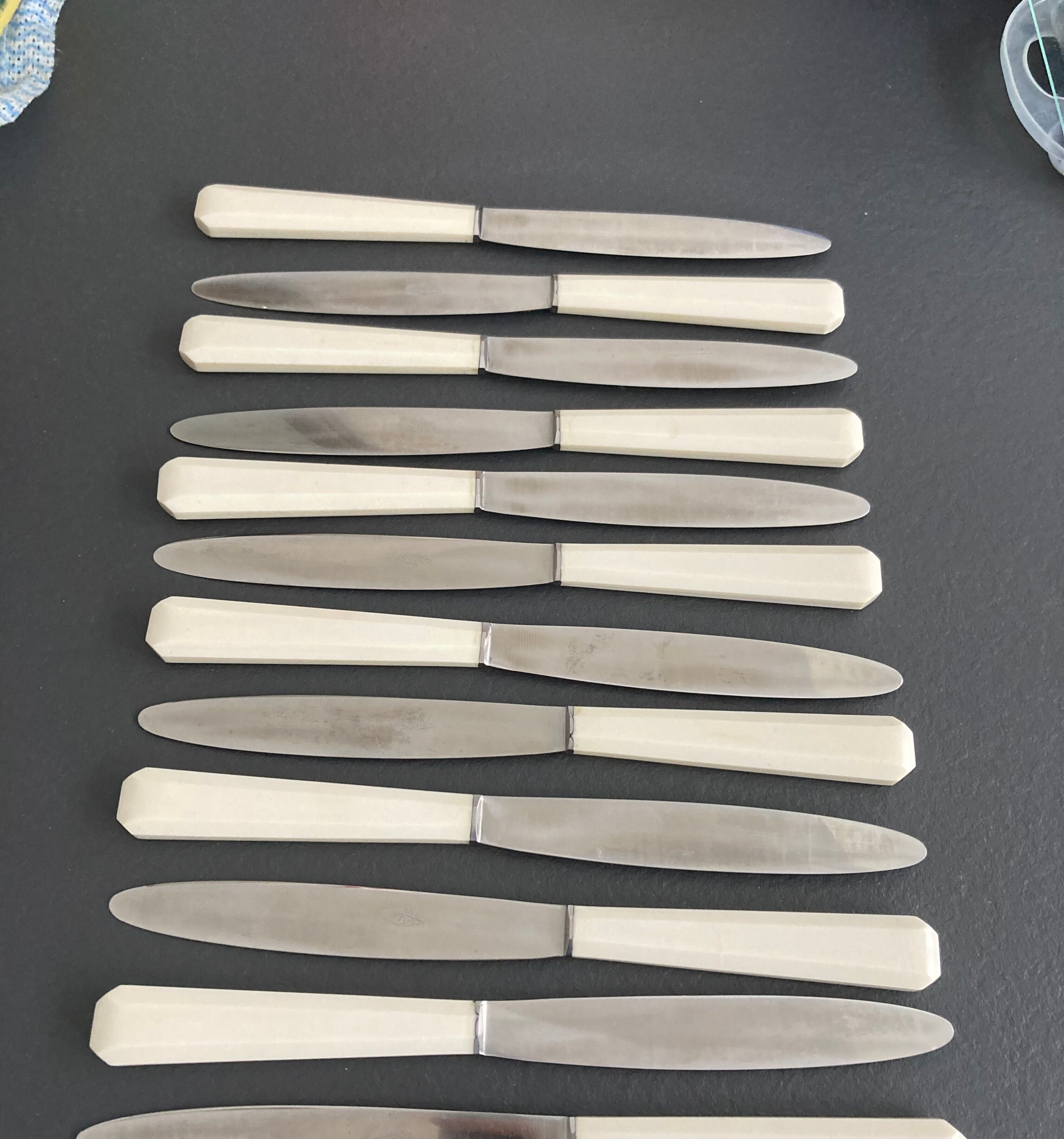 Box of 12 Art Deco stainless steel knives