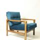 Vintage armchair navy blue velvet Mid century modern design by Zenon Bączyk 1965