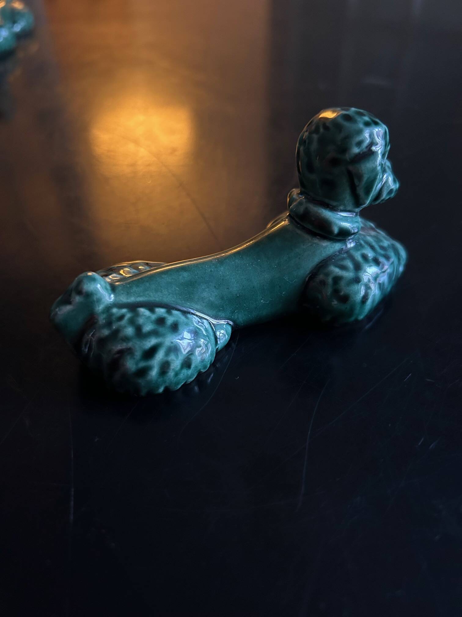 12 green ceramic cutlery holders