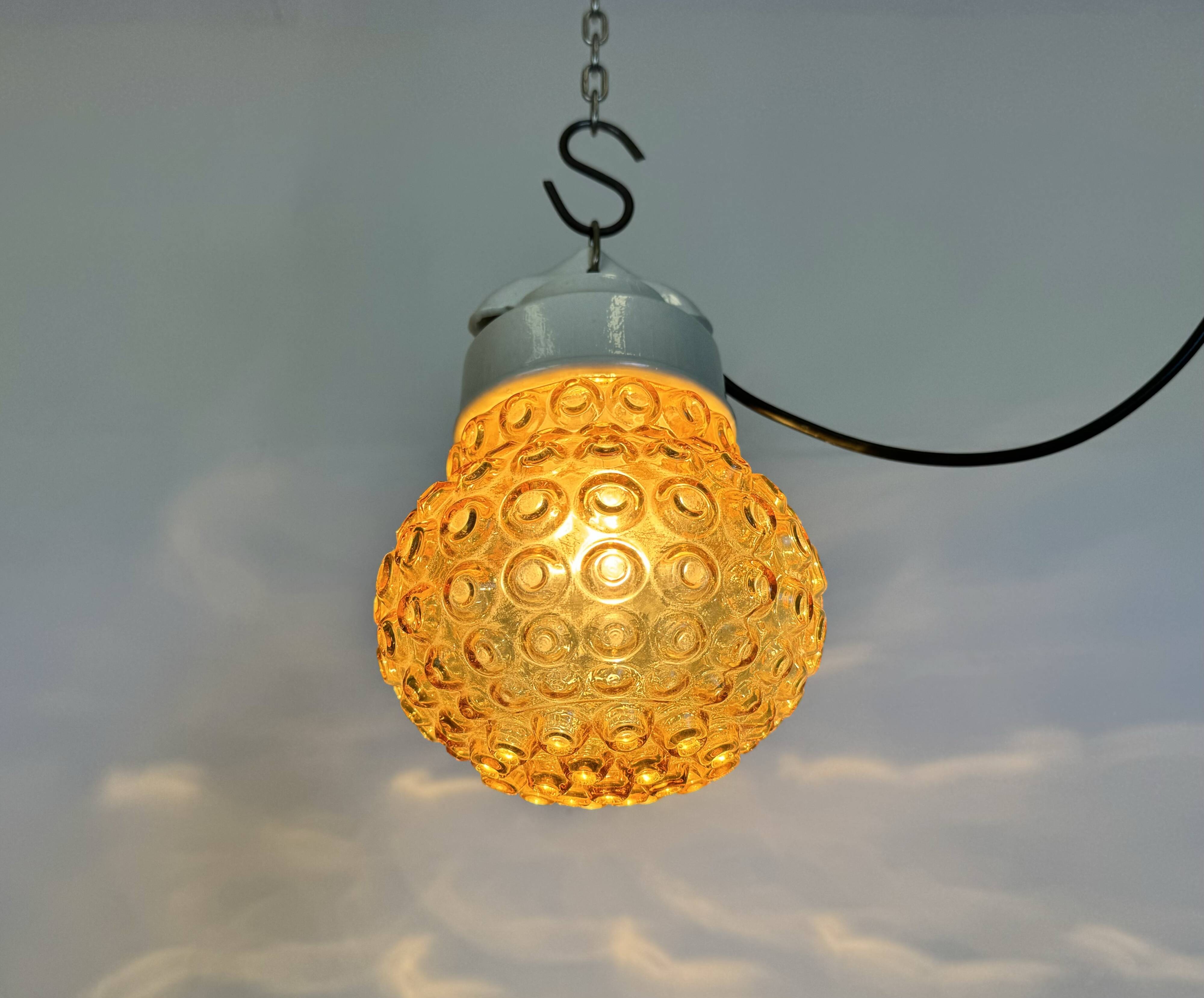 Vintage White Porcelain Pendant Light, 1970s