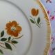6 Badonviller Old Plate Plates - Orange and Green Flowers