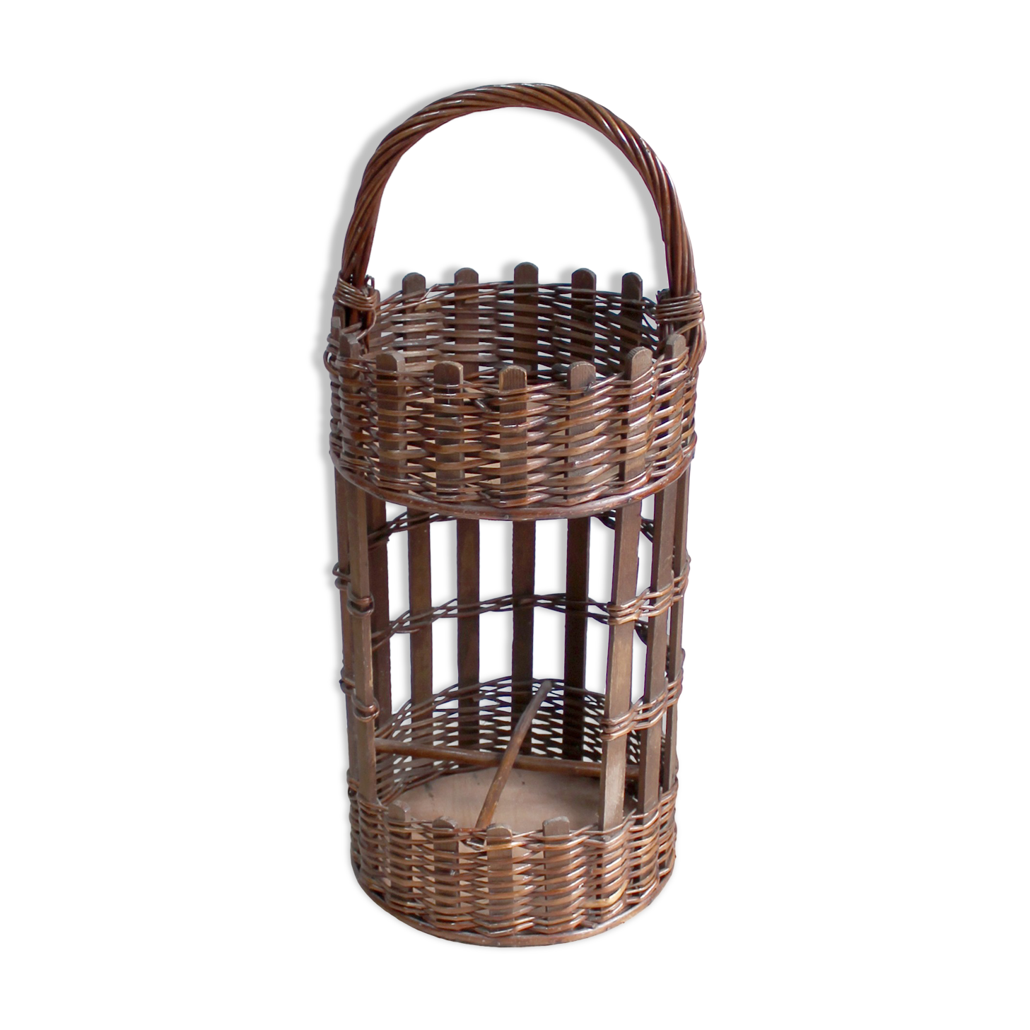 Bottle and glass door wicker basket