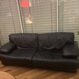 Black leather sofa