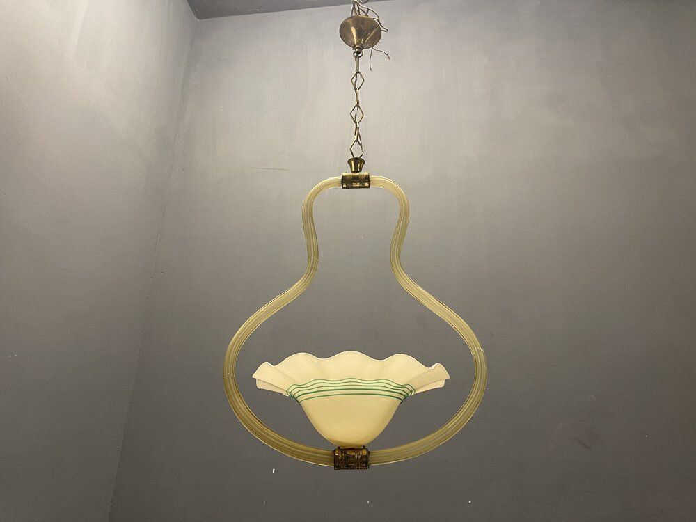 Yellow Italian Murano Glass Pendant Light