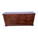 Old and authentic trade storage unit counter with 12 large drawers in cherry wood 1950