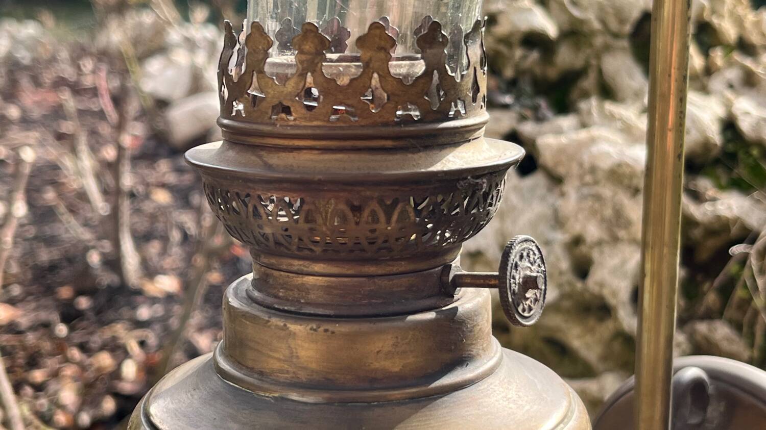 Vintage kerosene lamp copper wall light