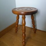 Turned wooden tripod stool