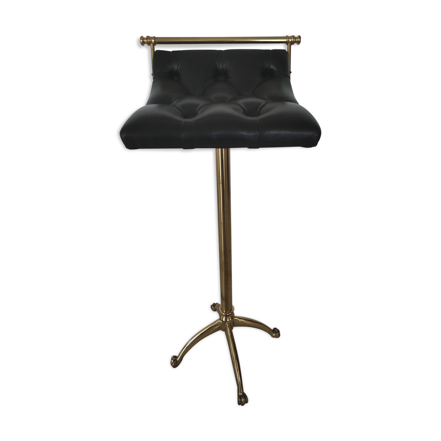 Brass padded leather stool
