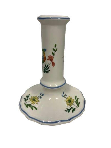 Candle holder in Gien, birds of paradise decor