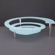 "Spirale" fruit bowl by Giuseppe Rocco for RSVP in glass and silver-plated metal, Italy 1980